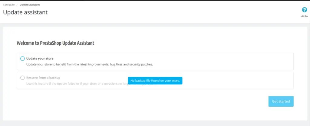 Sezione Upgrade options del modulo autoupgrade