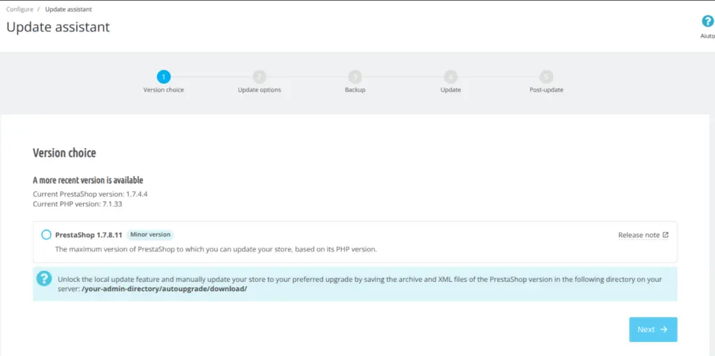 Pre-Upgrade checklist del modulo autoupgrade