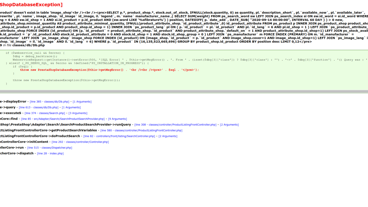 La ricerca su PrestaShop non funziona (v. 1.7.x)